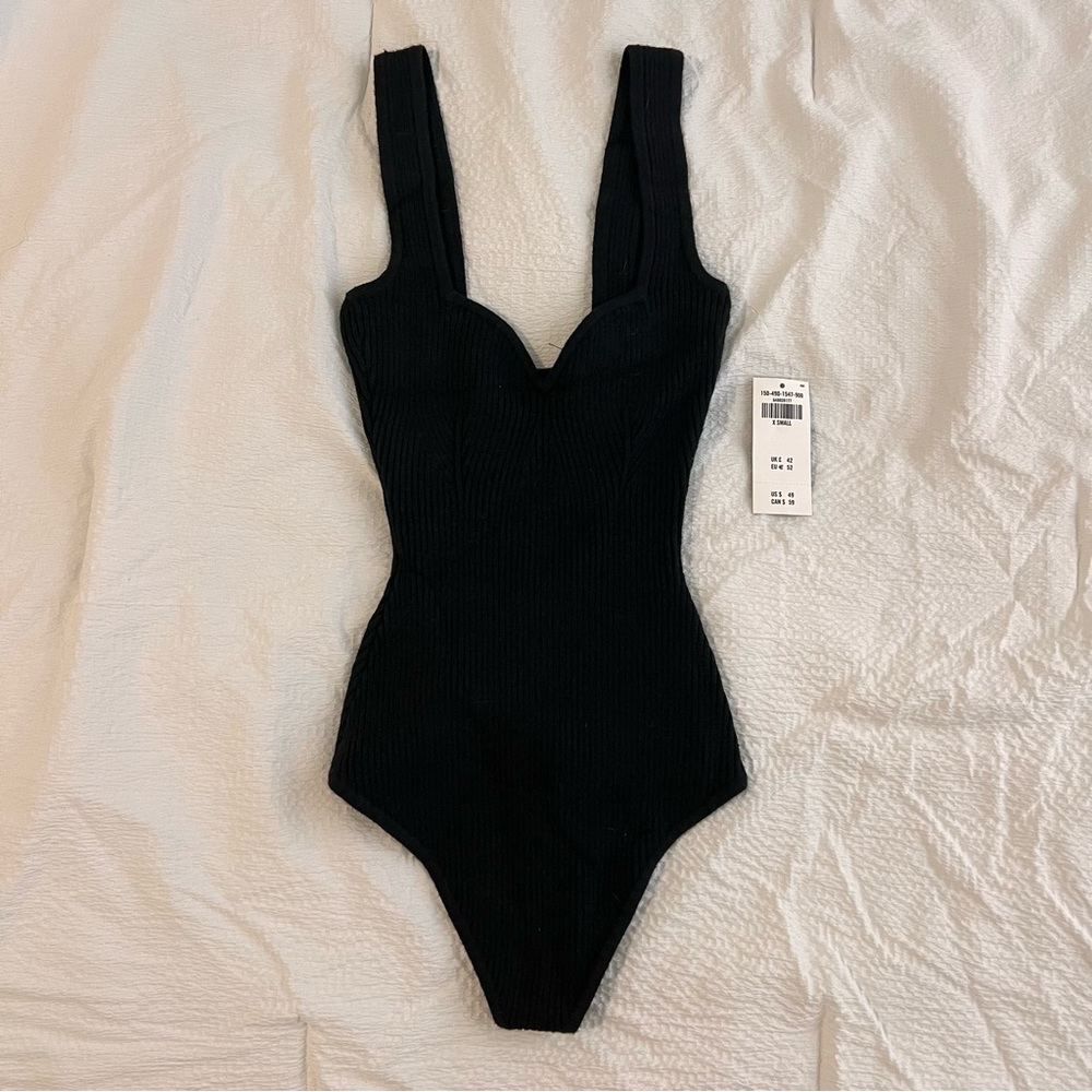 Black Sweetheart Ribbed Bodysuit by Abercrombie & Fitch